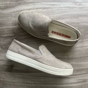 Prada Sport Grey Suede Slip On Size 7 Womens